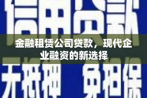 荔浦金融租赁公司贷款，现代企业融资的新选择