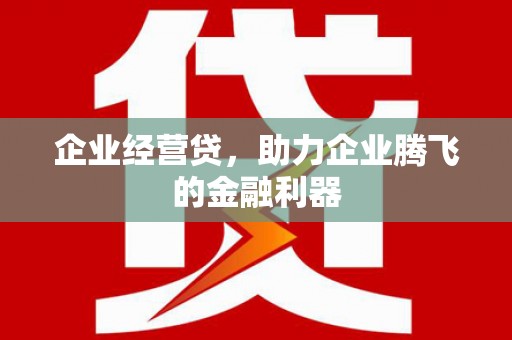 荔浦企业经营贷，助力企业腾飞的金融利器