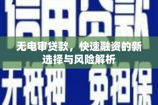 荔浦无电审贷款，快速融资的新选择与风险解析