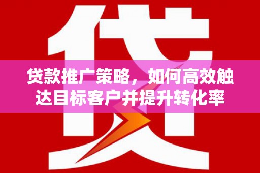 荔浦贷款推广策略，如何高效触达目标客户并提升转化率