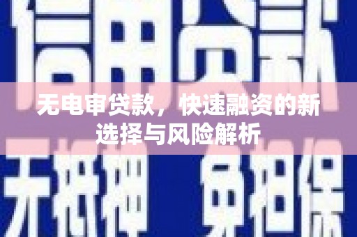 荔浦无电审贷款，快速融资的新选择与风险解析