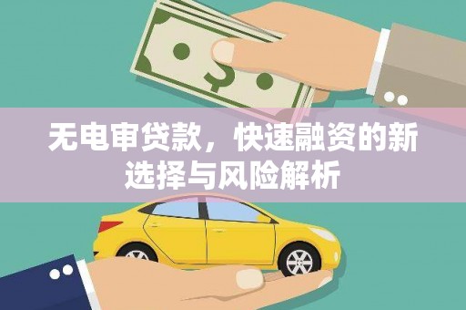 荔浦无电审贷款，快速融资的新选择与风险解析