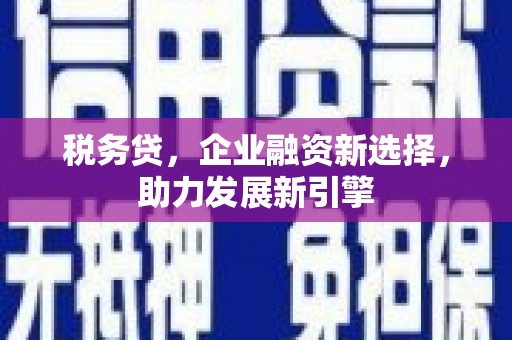 荔浦税务贷，企业融资新选择，助力发展新引擎
