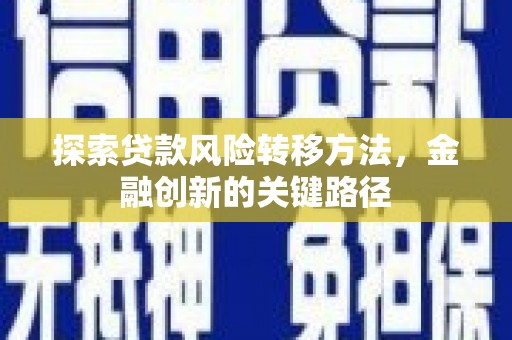 荔浦探索贷款风险转移方法，金融创新的关键路径